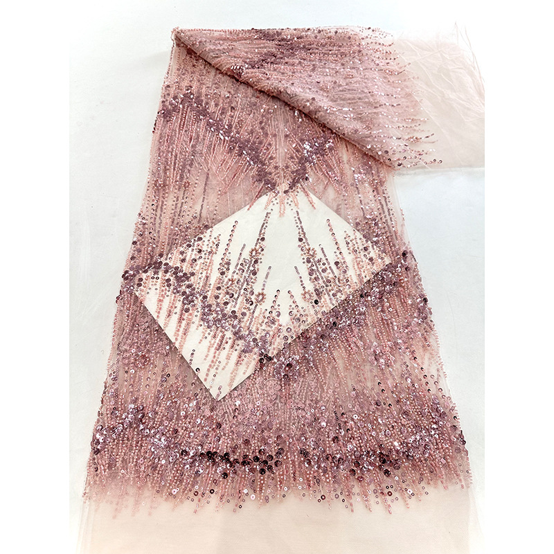 Tejido bordado de sequilla, tubo de perlas, tela de bordado, vestido de mujer, ropa de moda, vestido de boda, tela de tubo de perlas