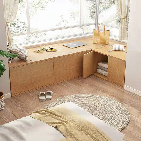 Bay Window Cabinet Storage Cabinet Balcony Special Bedroom Windowsill Storage Rack Floor Cabinet Sunscreen Sitting and Lying Low Cabinet Storage Cabinet