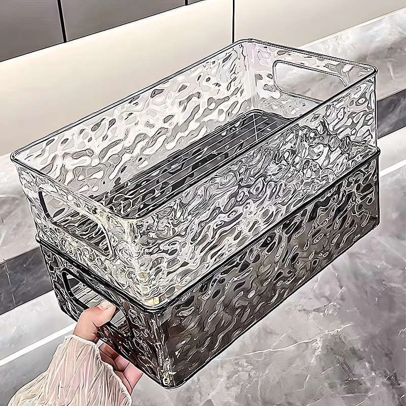 水波纹收纳盒桌面收纳化妆品盒轻奢女卧室卫生间整理盒塑料收纳筐|undefined