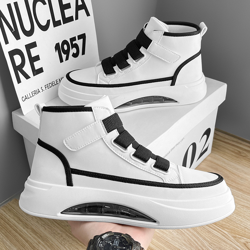 Increased Thick-soled High-top Shoes Men's 2024 Autumn New High-top Board Shoes Inner Increased Men's Shoes Youth Breathable High-top Shoes