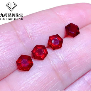 Factory Wholesale Hexagonal Cabochon Natural (Treated) Labradorite Pigeon Blood Ruby Loose Stone Inlay Ring