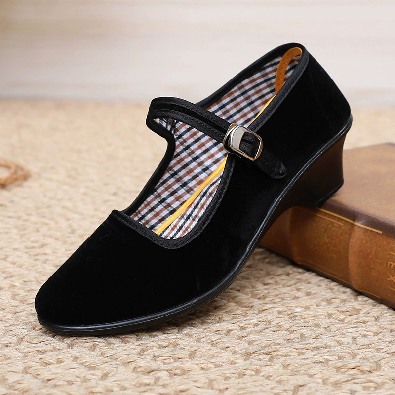 Старая пекинская обувь из ткани женская обувь полиуретановая обувь на каблуке этикет обувь отель работа черная ткань обувь танцующая на каблуке обувь мама обувь