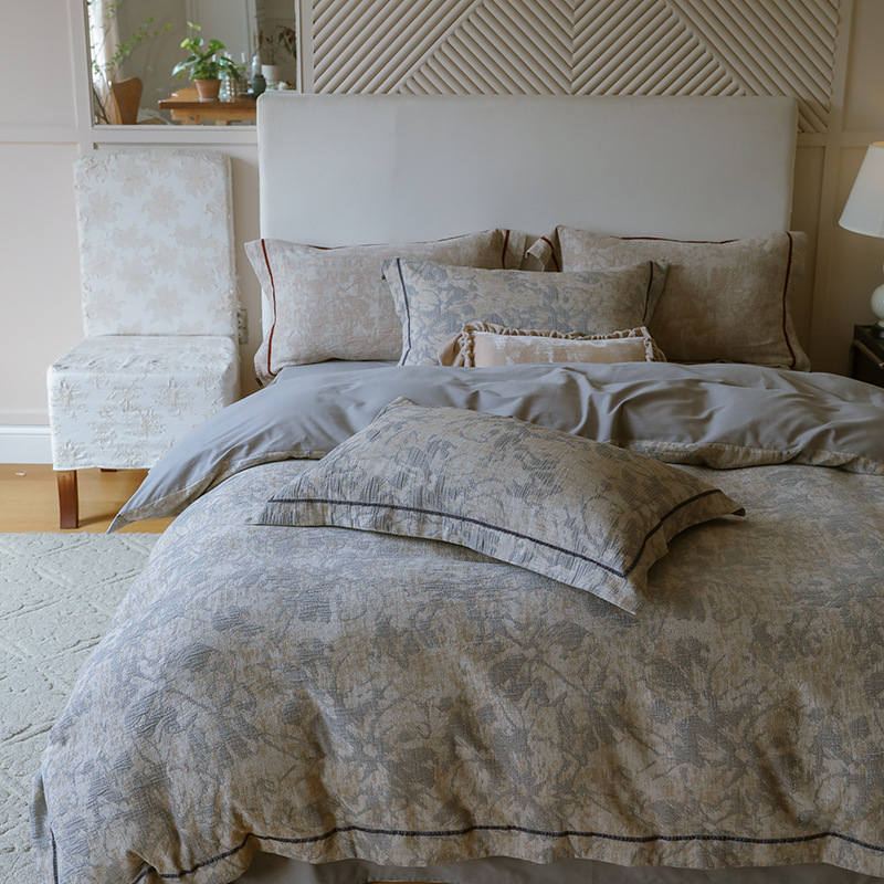 Conjunto de roupa de cama boho em algodão estilo francês jacquard_voghion.com