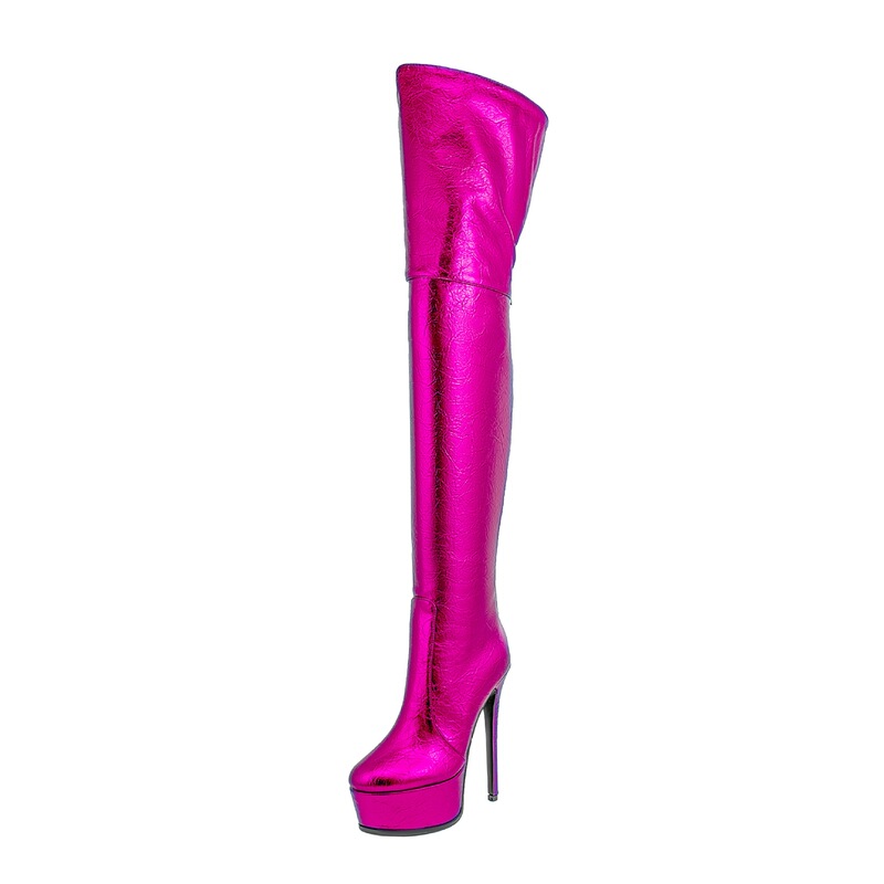 European and American Foreign Trade Waterproof Platform Round Head Thin Heel Over-the-knee Boots plus size Elastic Thin Leg Women's Boots