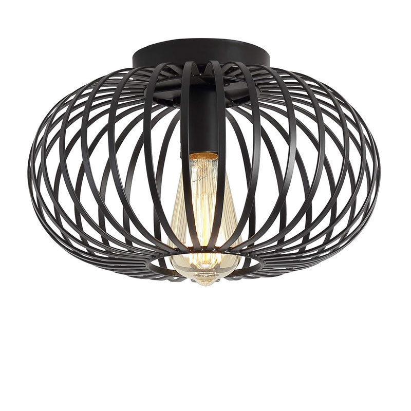American Retro Farmhouse Rustic Recessed Light Fixture Industrial Wind Metal Cage Ceiling Dining Room Bronze Color Ceiling Lamp