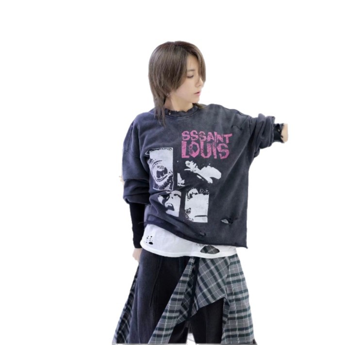 Felpa girocollo unisex casual nera con slogan invertito_voghion.com