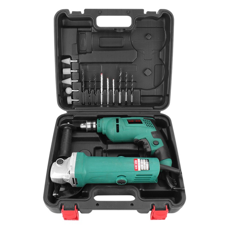 Juego de herramientas eléctricas combinadas para el hogar: taladro eléctrico, amoladora angular, taladro percutor, juego de herramientas de taladro eléctrico