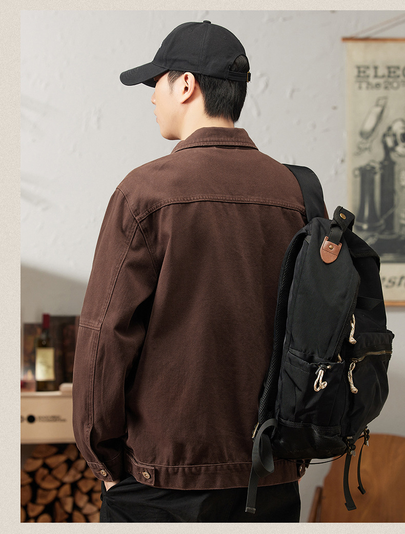 Men's Spring New Product Washed Denim Jacket Loose and Versatile Pure Cotton Retro Work Top Coat_voghion.com