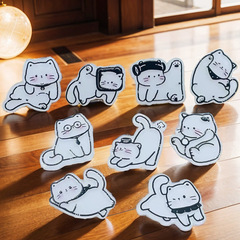 漫画アクリルパッチ白黒ラインレリーフかわいい子猫ヘアクリップ冷蔵庫ブローチDIYアクセサリー