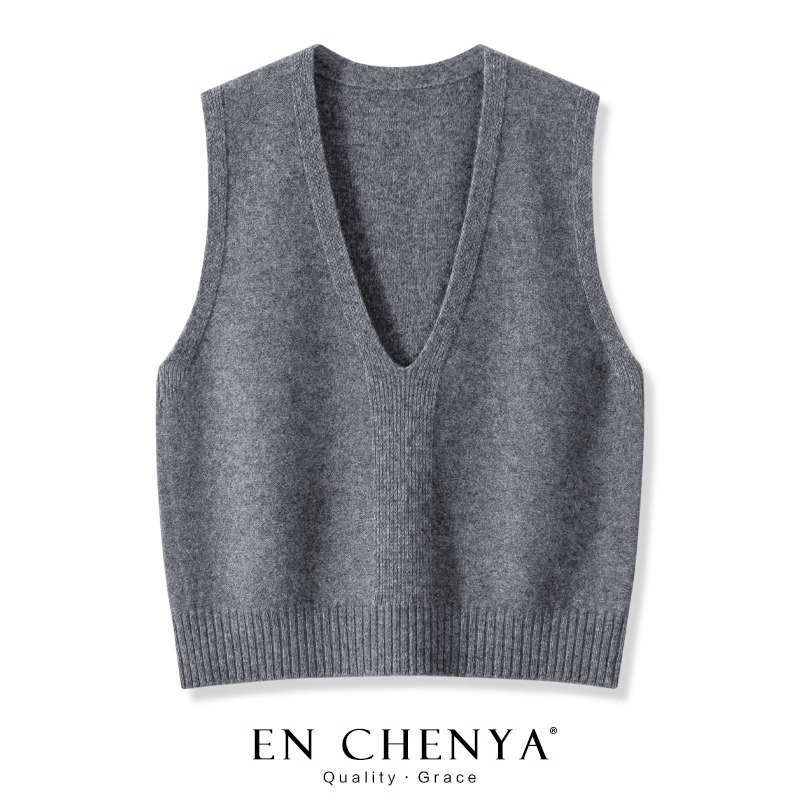 Cashmere V-Neck Knitted Vest for Women, Popular Autumn and Winter Outerwear, Solid Color Sweater Vest, Direct Sale from Source Factory