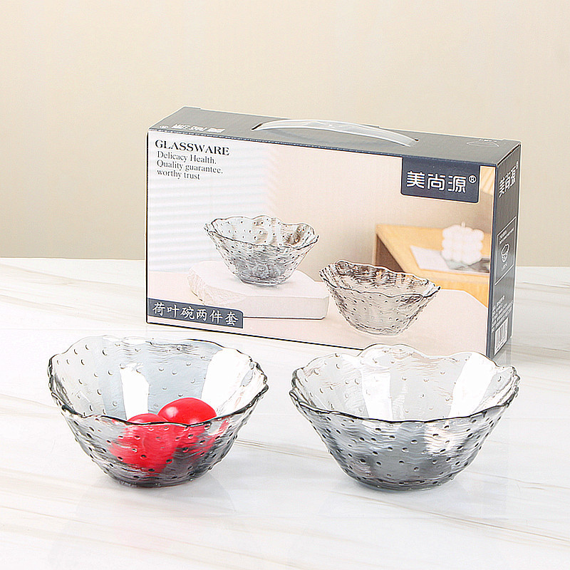 Japanese Style Irregular Lotus Leaf Glass Bowl Two-piece Set Summer Salad Bowl Set Fruit Bowl Cooking Bowl Activity Gift Japanese Style Irregular Lotus Leaf Glass Bowl Two-piece Set Summer Salad Bowl Set Fruit Bowl Cooking Bowl Activity Gift
