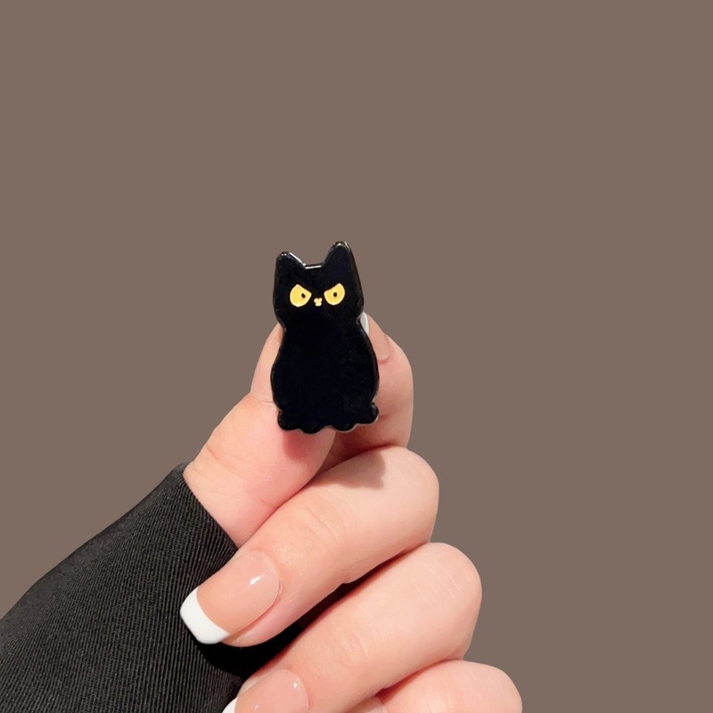 黑猫小刀胸针猫咪动物徽章别针扣帽徽包包装饰品情侣礼物小众设计|undefined