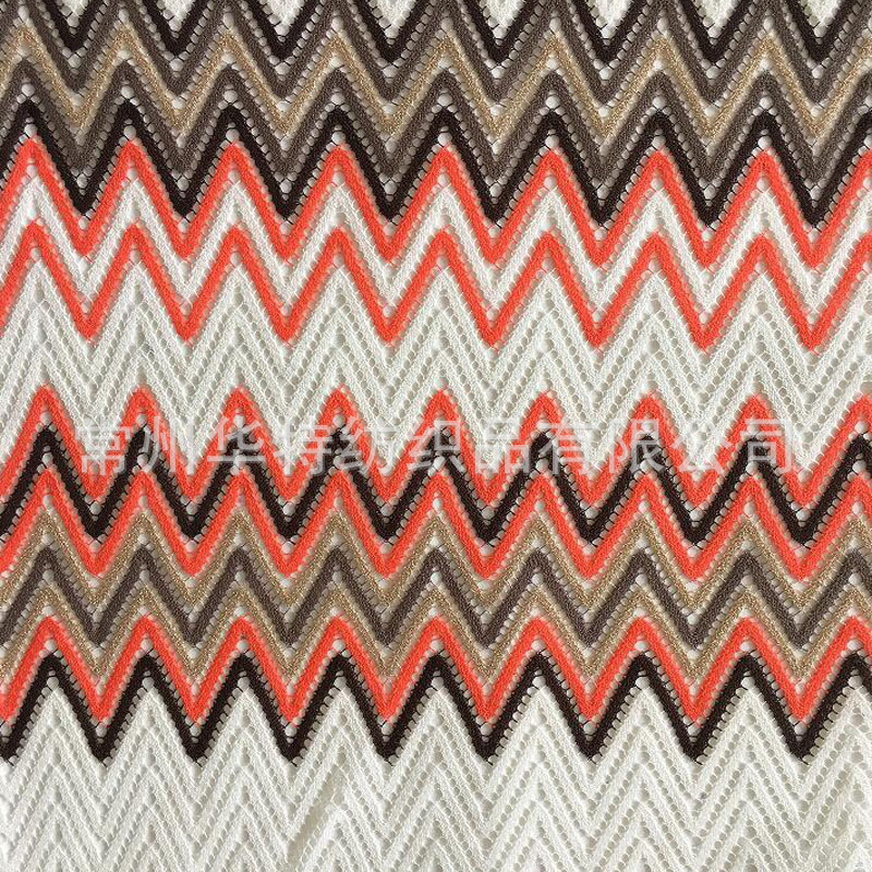 经编色织针织布 全涤蕾丝面料 色织布 涤纶蕾丝 女装面料