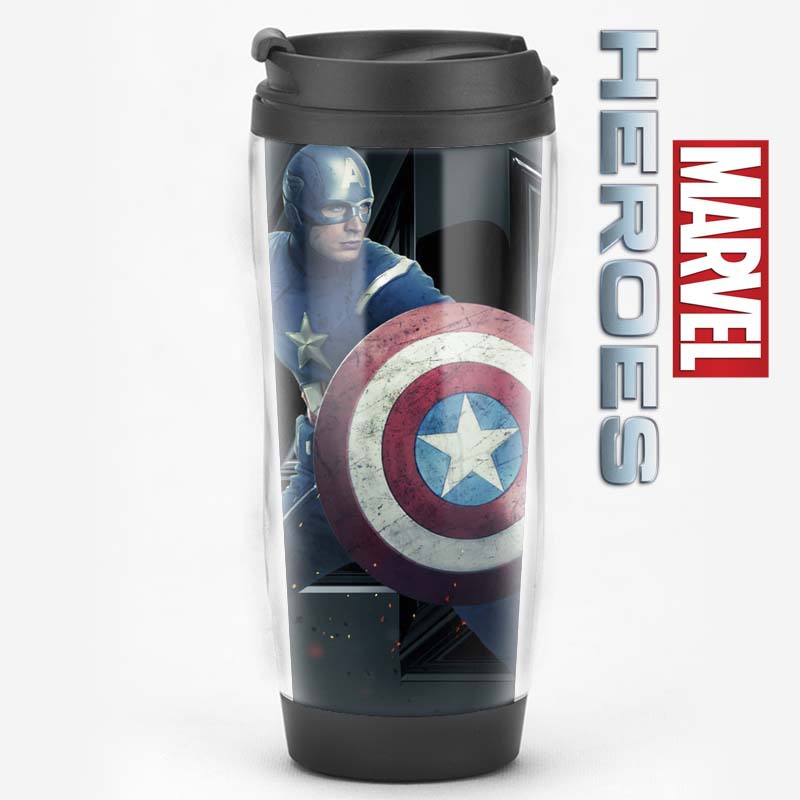 Equipo de EE. UU. Película de superhéroes que rodea al Capitán América Regalos Recuerdos de los fanáticos Taza de agua Taza de café con tapa