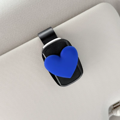 Box Car Sunglasses Holder Card — Car Glasses Clip/Bill Clip - glasses-clip-black-blue-heart