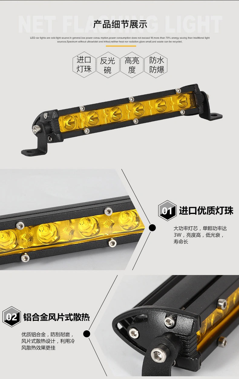 Cross-Border Automotive Small Strip Lights, Off-Road Vehicle Modified Spotlights, Engineering Lights, Automotive Led Work Lights