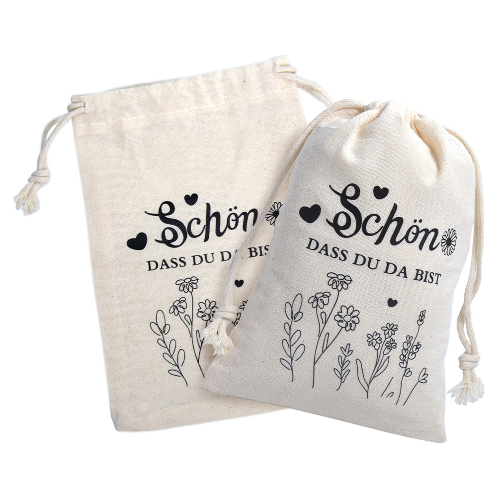 跨境德国站谢谢你抽绳棉布袋婚礼派对礼品袋束口棉布首饰包装袋