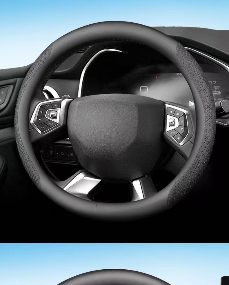 Car Steering Wheel Cover for Men and Women, Universal for All Seasons, New Breathable, Non-Slip, Sweat-Absorbent Round D-Shaped High-End Ultra-Thin Handle Cover