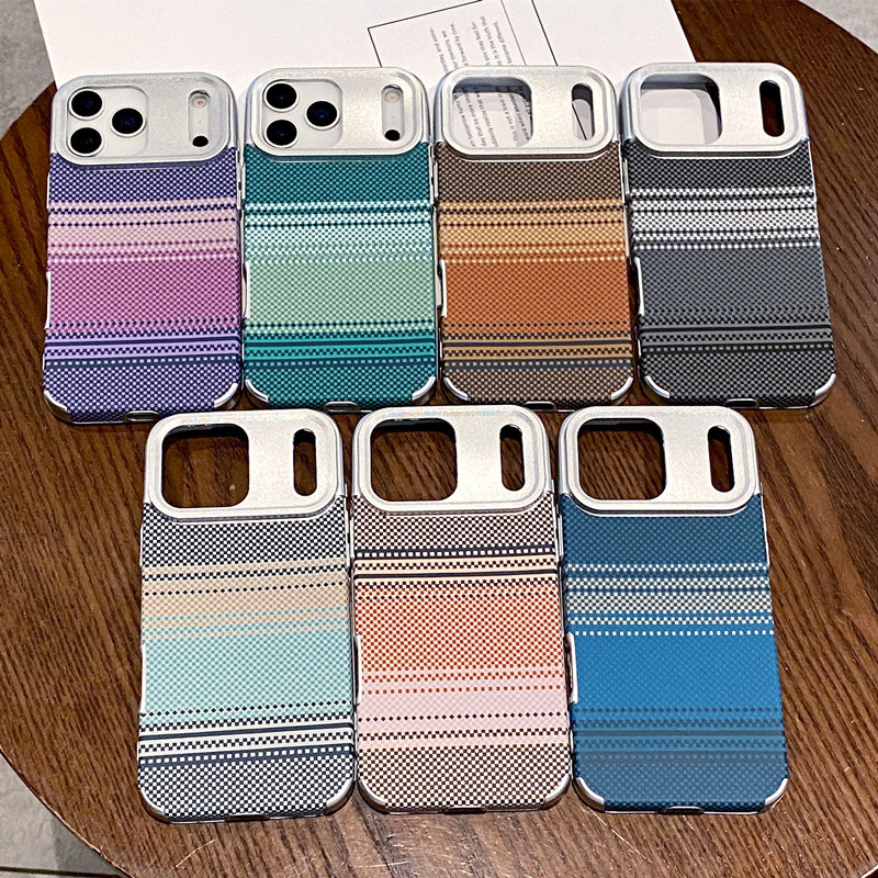 Suitable for Apple 17Promax Kevlar Pattern Mobile Phone Case Frosted Iphone16 Carbon Fiber All-Inclusive 15 Protective Cover