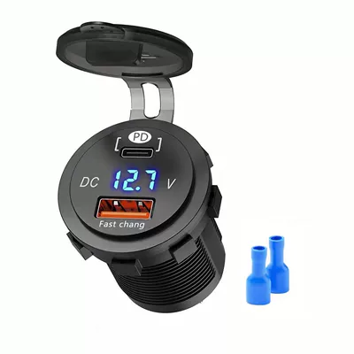 Motorcycle Modified Dual USB Car: Mobil şarj cihazları - pd30wqc30-fast-charging-digital-displayblue-set