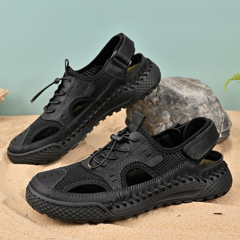 2024 verano ocio versátil zapatos de hombre tendencia de comercio exterior zapatos de playa transpirables zapatos de cuero para hombres zapatos agujeros agujeros