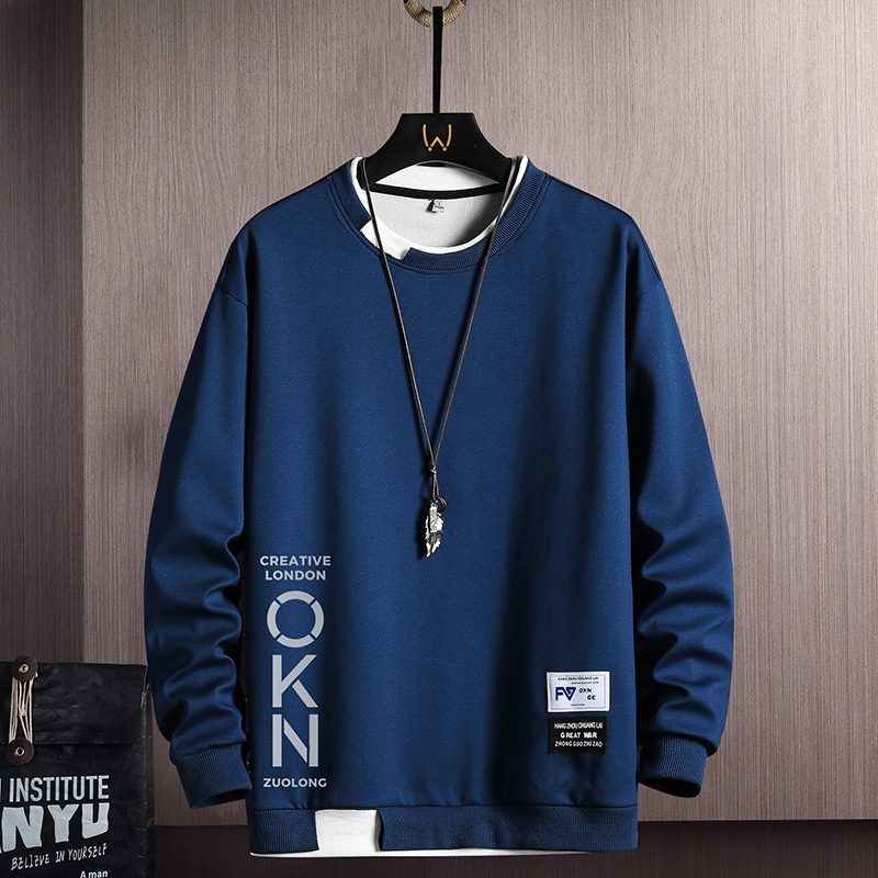 Primavera y otoño nuevo suéter para hombre casual todo-fósforo joven guapo camiseta de manga larga cuello redondo para hombre