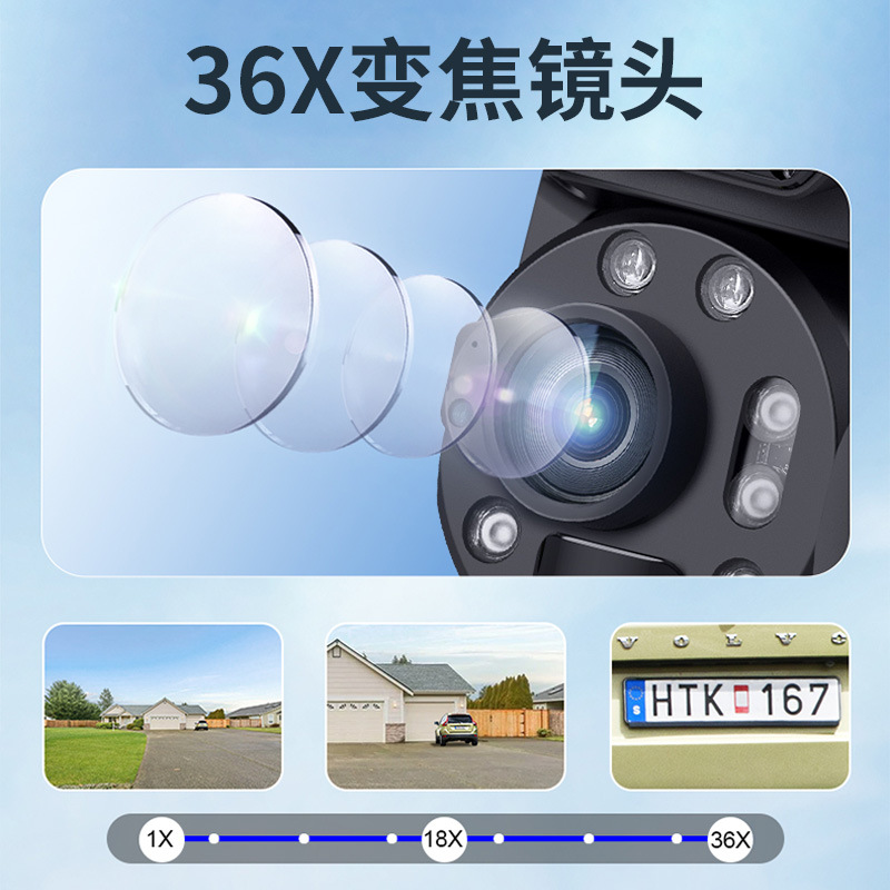 Modelo privado de baja potencia 36x zoom metal domo 10W solar interior y exterior 4G/WIFI cámara de vigilancia