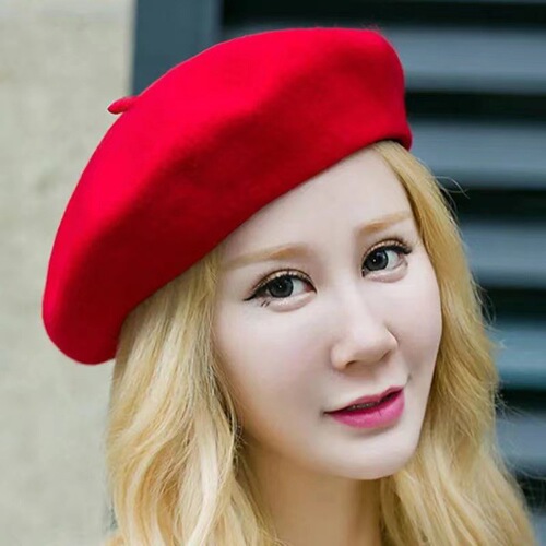 Spring and Autumn Bestselling Wool Solid Color Retro Beanies for Women New Korean and Japanese Style Fashion Literature and Art Thick Artist Hats