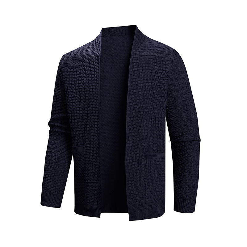 Stand Collar Knit Cardigan For Men – Premium Textured Pullover In Classic Colors_voghion.com