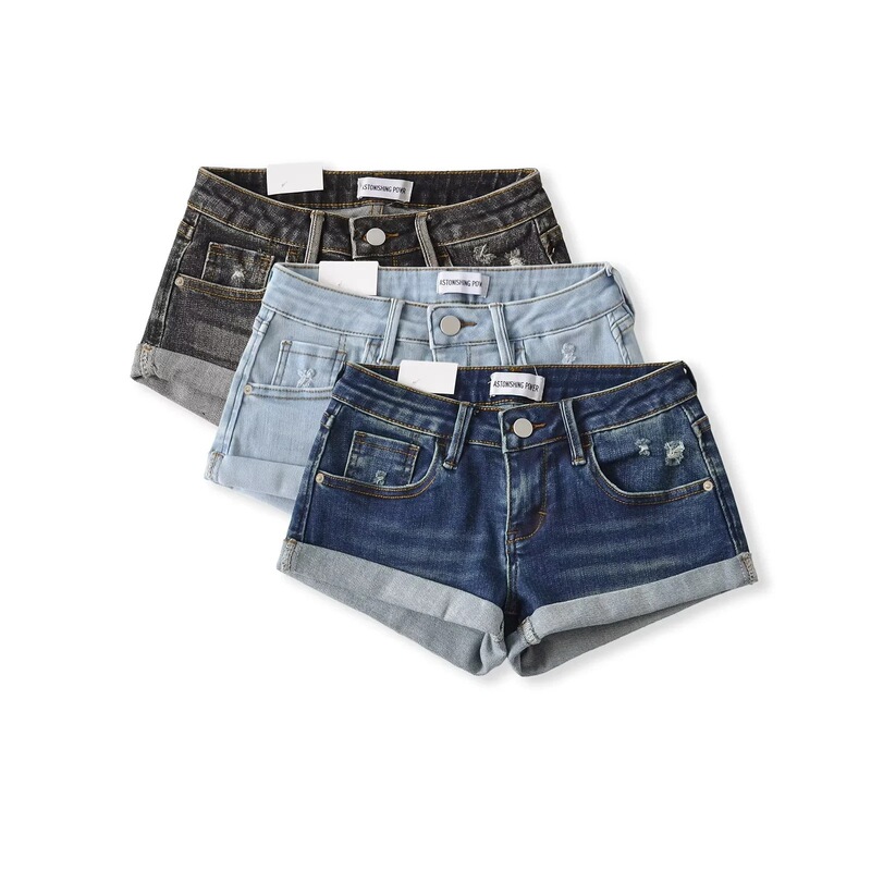 Sexy Low-Waist Tight-Fitting Denim Shorts That Make Your Legs Look Longer, Women's Summer Rolled-Edge Stretchy Slim-Fit Versatile Denim Shorts Sexy Low-Waist Tight-Fitting Denim Shorts That Make Your Legs Look Longer, Women's Summer Rolled-Edge Stretchy Slim-Fit Versatile Denim Shorts