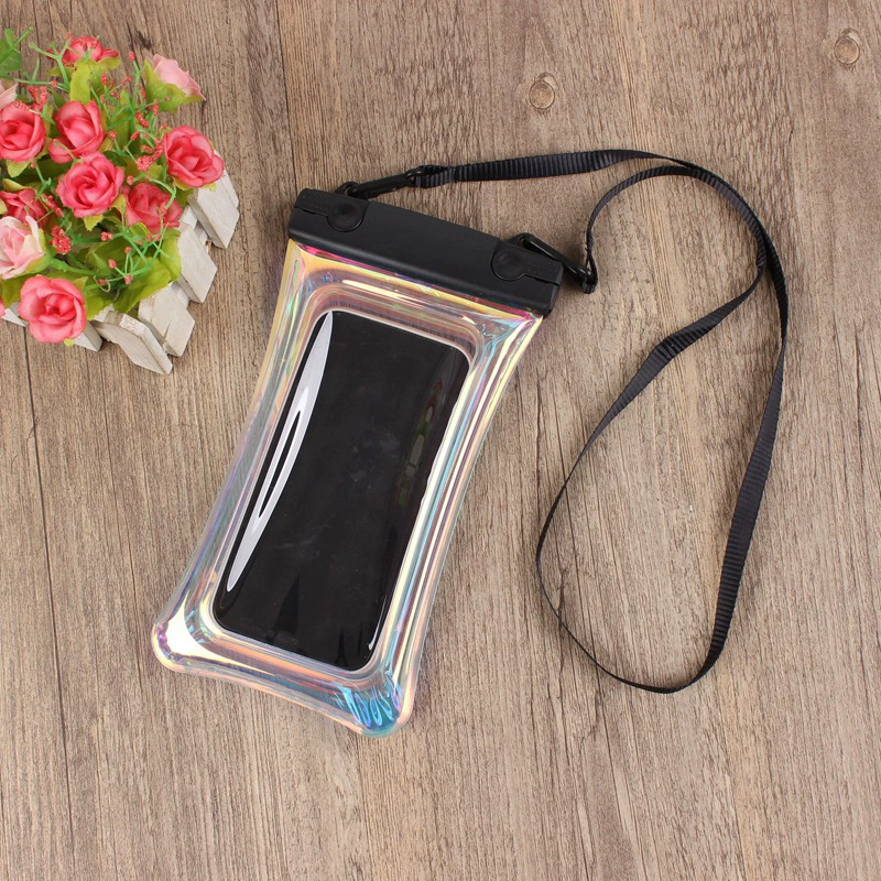 Пятно двухсторонний надувной лазерный телефон tpu водонепроницаемый мешок сенсорный экран прозрачный запечатанный многоцветный плавающий водонепроницаемый чехол