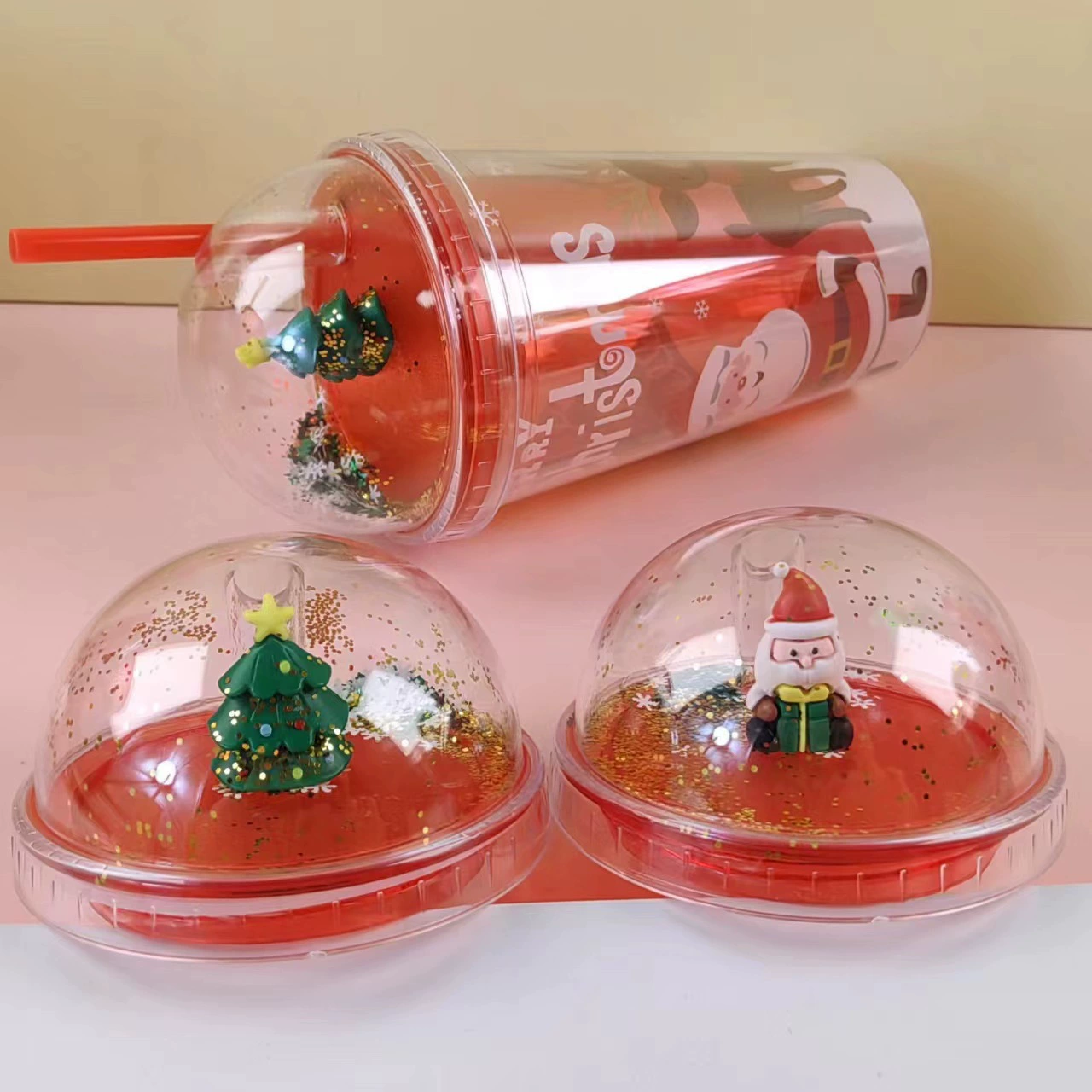 Creative double-layer plastic straw for elementary school students, cartoon glass, wholesale
