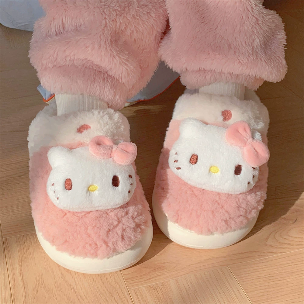 Сланцы Hello Kitty демисезонные плюшевые, мягкая подошва, комфорт для беременности (размеры 36–41)