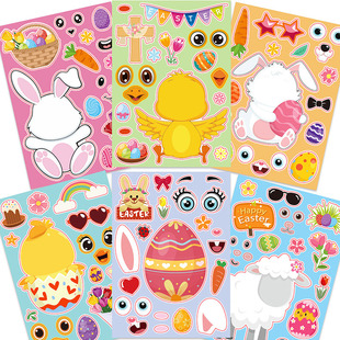 New Easter Stickers Cute Bunny Cartoon Cute Stickers Easter Puzzle Easter DIY Stickers