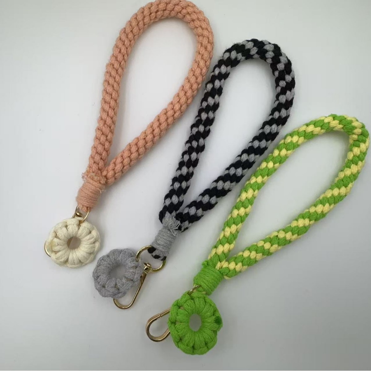 爆款手工编织钥匙扣挂件 跨境简约创意花朵玉米结手机挂绳