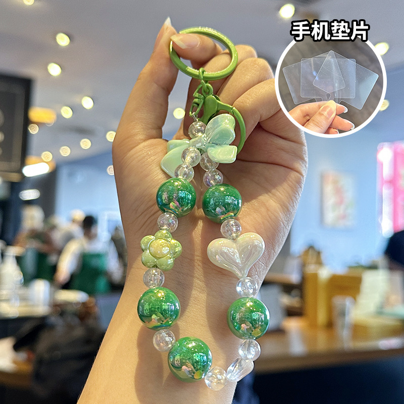 インターネット有名人かわいい花のリボンビーズキーチェーンドーパミンガールズカーキーチェーン愛携帯電話吊りチェーン