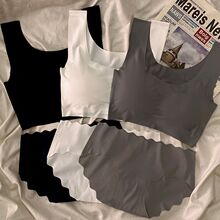 无痕冰丝内衣套装吊带运动无钢圈文胸学生聚拢显胸小背心夏季清凉