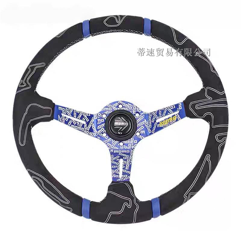 Cross-Border Hot Selling 14inch Deep Concave Graffiti Car Modification Quick-Release Steering Wheel Universal Momo Racing Steering Wheel