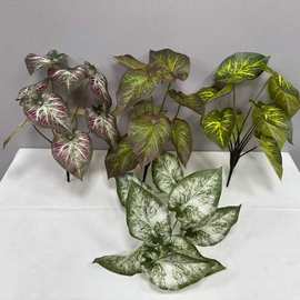 跨境绿植仿真手感叶子墙面装饰龟背叶仙芋叶植物墙工程造景叶材批