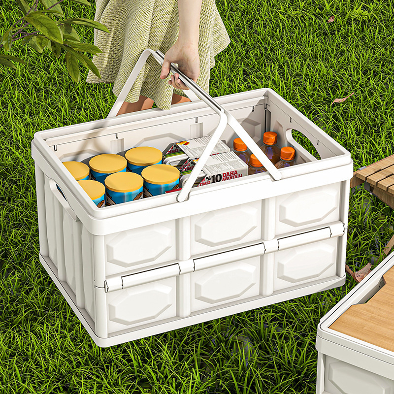 Caja de almacenamiento plegable de campamento al aire libre Caja de acabado de gran capacidad con tablero de madera Caja de almacenamiento de ropa Bajail del automóvil