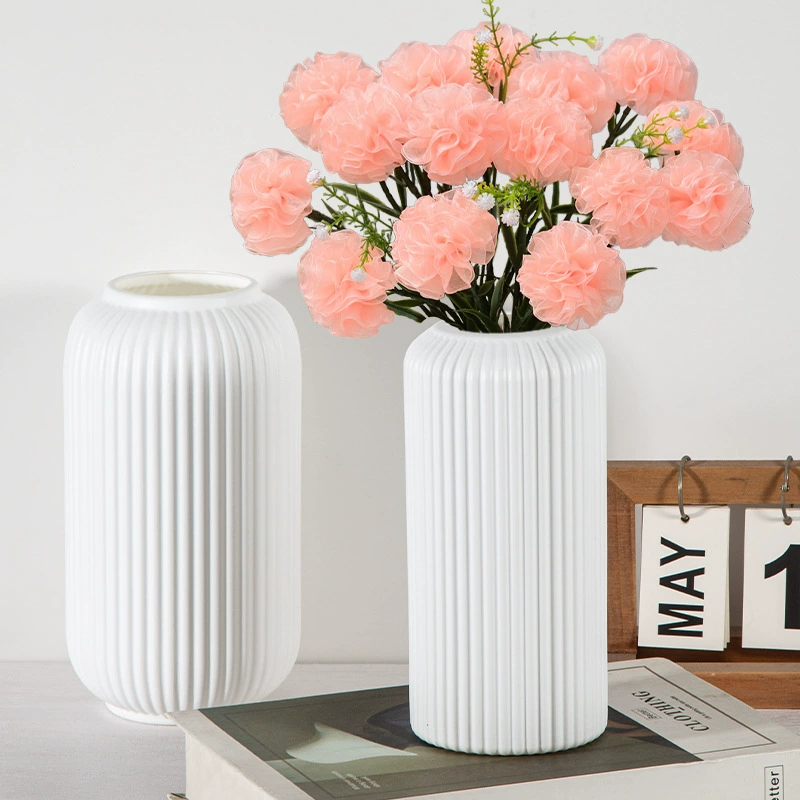 Пластиковая ваза с фонарем может хранить воду ваза для цветов гидропонный белый вертикальный узор имитация керамической вазы цветочная композиция декоративная ваза