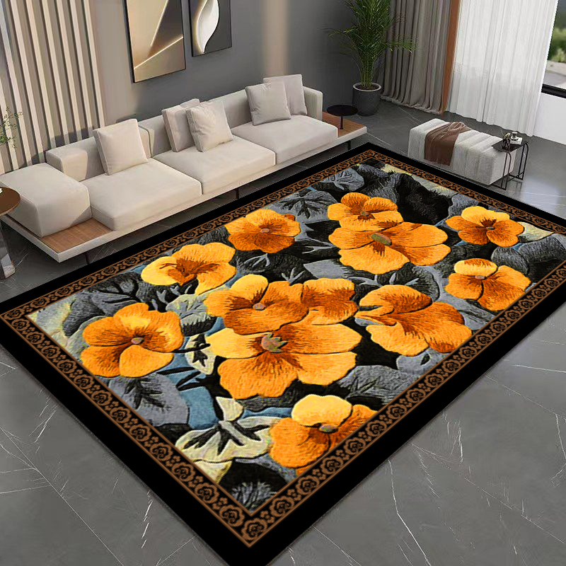 Cross-Border Crystal Velvet New Chinese Style 3D Wohnzimmer Sofa Couchtisch Schlafzimmer Fleckenabweisender Teppich_voghion.com