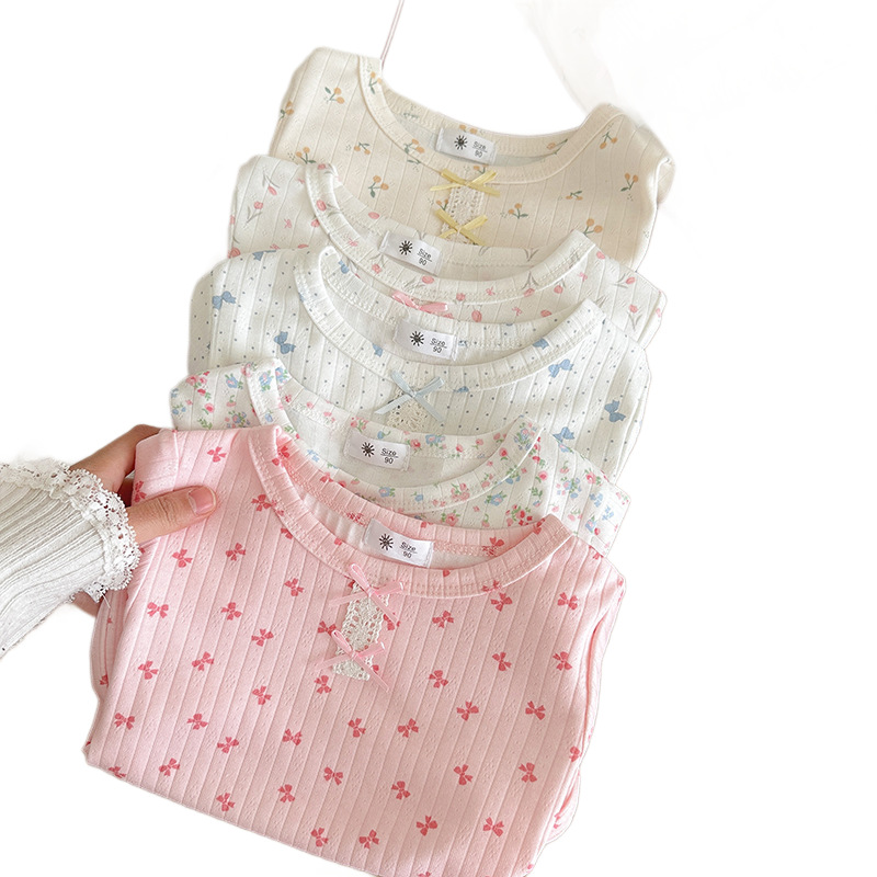 Ensemble de vêtements d'intérieur en pur coton pour enfants, pyjama bébé à manches courtes, été, fille, fin, peut être porté à l'extérieur_voghion.com