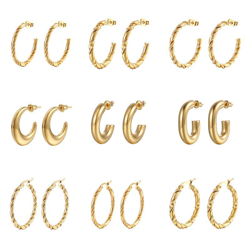 17g Weight Electroplated Gold Plating Process 304 Stainless Steel Ear Needle Material PVD Coated 18K Gold Real Gold Plated Solid Color 201 Stainless Steel Fashion Waterproof Non Tarnish Earrings