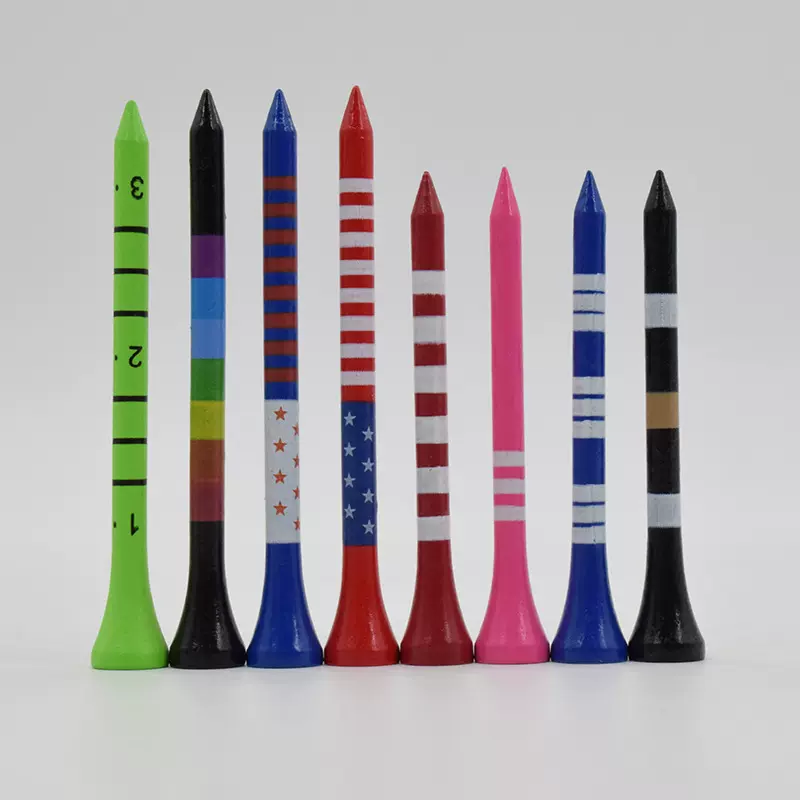 83mm70mm彩色条纹高尔夫球钉竹制高尔夫球钉golf tee高尔夫竹钉