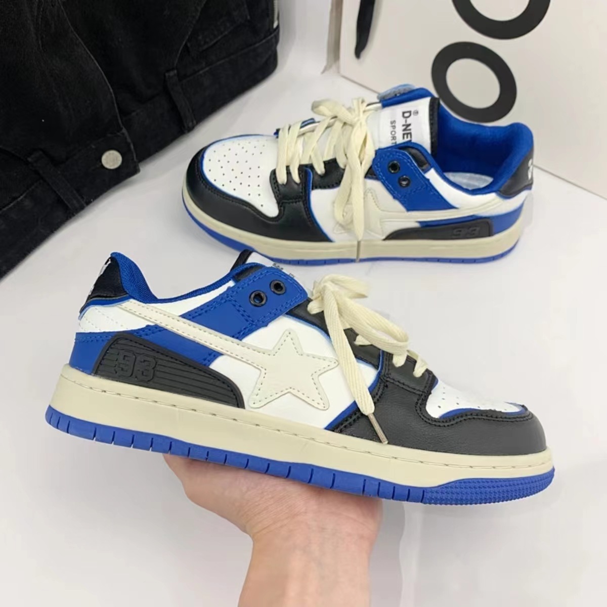 Moda nacional ins primavera y verano Zapatos de skate zapatos casuales transpirables para hombres y mujeres contraste color Meteor bajo Top estrella de cinco puntas