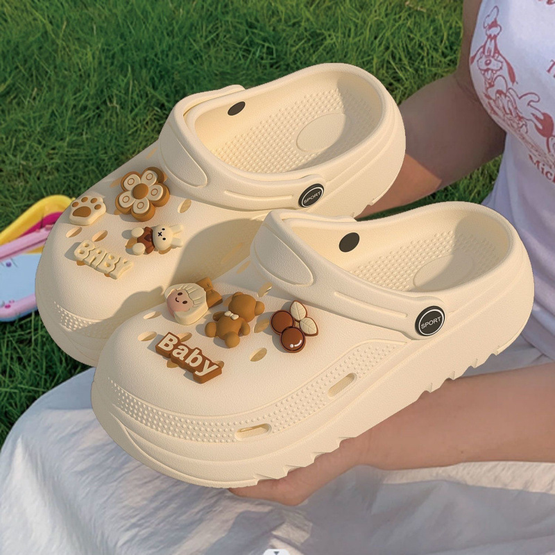 Summer Croc Shoes Women's Slippers Breathable Cute Cartoon Baotou Slippers Women's Couples Slippers Women's Sandals Women's