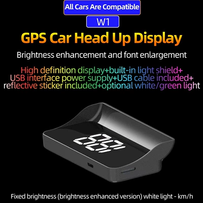 2026 New HUD Head-Up Vehicle HUD - w1-white-light-kmhreflective-hud