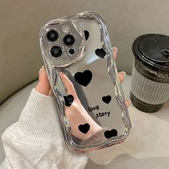 ブラックラブは、Apple 16 携帯電話ケース iphone15 保護カバー 14pro ミラー 13 電気メッキ立体波に適しています。