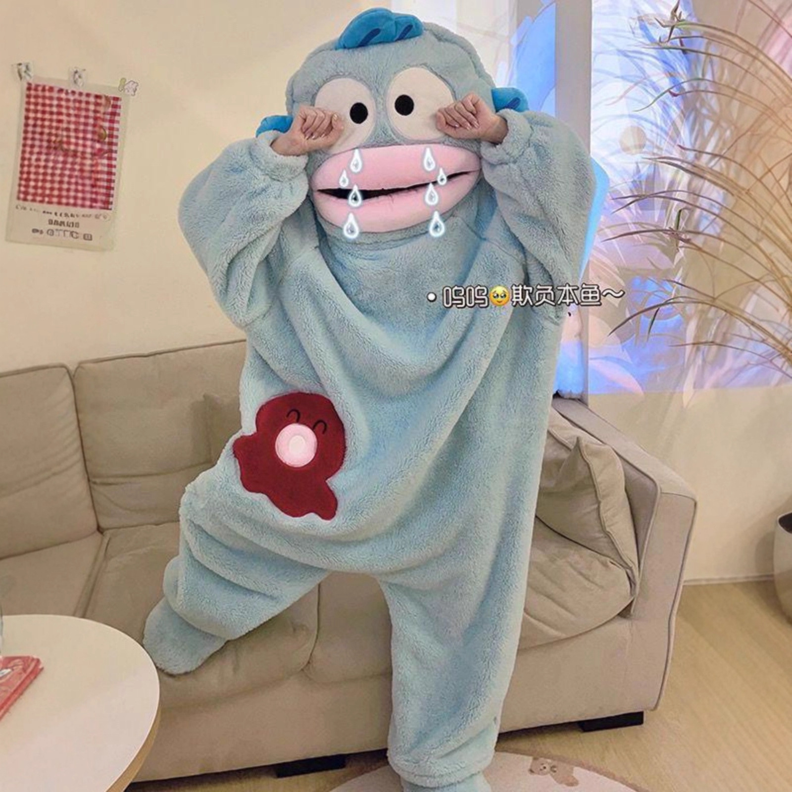 Coral Velvet One-Piece Pajamas for Women 2025 Autumn and Winter Ugly Fish Hanton Cute Funny Cartoon Couple One-Piece Pajamas for Men